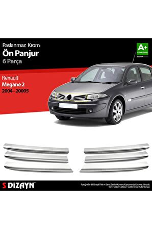 Renault Megane 2 Uyumlu Krom Ön Panjur 6 Prç 2004-2005