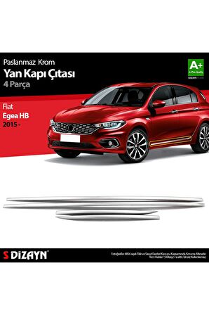 S-dizayn Fiat Egea Hb Krom Yan Kapı Çıtası 4 Prç. 2015 Üzeri A+ Kalite