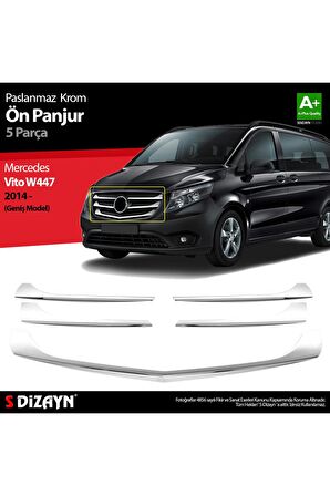 Mercedes Vito W447 Krom Ön Panjur Geniş Model 5 Prç. 2014-2020 Uyumlu