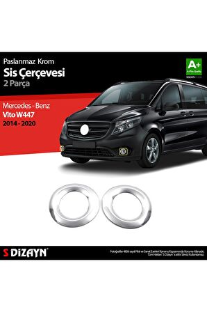 Mercedes Vito W447 Krom Sis Farı Çerçevesi 2 Prç. 2014-2020 Uyumlu