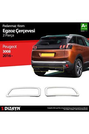 S-dizayn Peugeot 3008 Krom Egzoz Çıkışı 2 Prç. 2016 Üzeri A+kalite