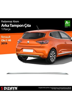 S-dizayn Renault Clio 5 Hb Krom Arka Tampon Çıtası 2019 Ve Üzeri A+kalite