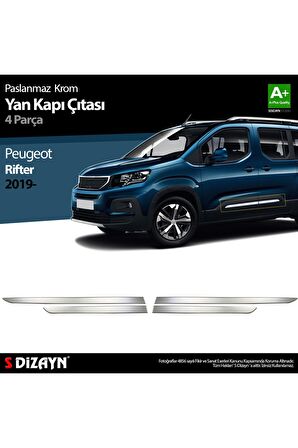 S-dizayn Peugeot Rifter Krom Yan Kapı Çıtası 4 Prç. 2019 Ve Üzeri