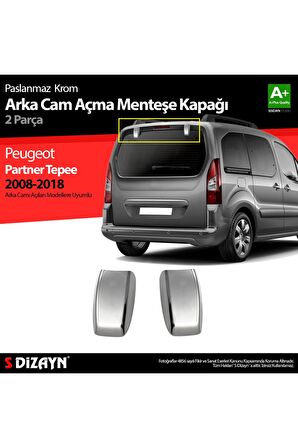Peugeot Partner Tepee Krom Arka Cam Açma Menteşe Kapağı 2 Prç 2008-2018