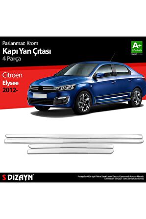 Citroen Elysee Krom Kapı Yan Çıtası 4 Prç 2012 Üzeri Uyumlu
