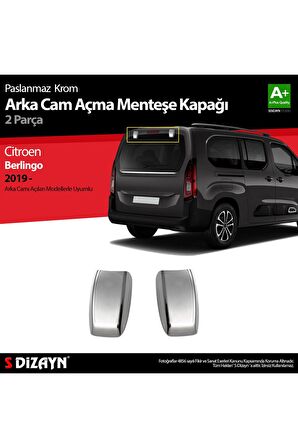 S-dizayn Citroen Berlingo Krom Arka Cam Açma Menteşe Kapağı 2 Prç 2019 Üzeri A+kalite