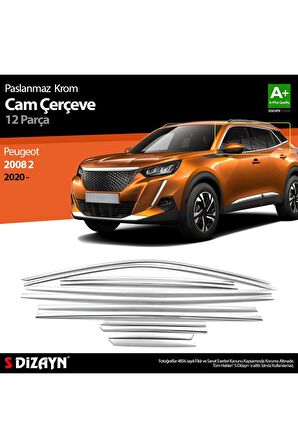 S-dizayn Peugeot 2008 Uyumlu 2 Krom Cam Çerçevesi 12 Prç 2020 Üzeri