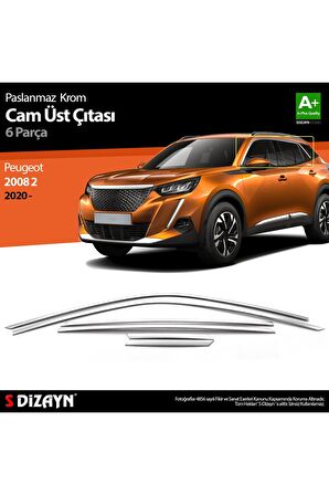 S-dizayn Peugeot 2008 2 Krom Cam Üst Çıtası 6 Prç 2020 Üzeri