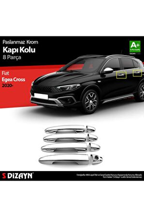 S-dizayn Fiat Egea Cross Krom Kapı Kolu 8 Prç. 2020 Üzeri Uyumlu