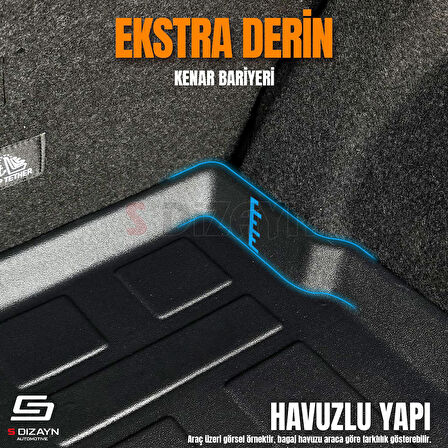 S-Dizayn Fiat Egea Sedan 3D Pro Bagaj Havuzu Alt Bagaj 2015-2020 A+ Kalite
