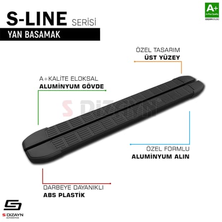 S-Dizayn Peugeot 5008 3 Elektrikli S-Line Siyah Yan Basamak 203 Cm 2024 Üzeri A+ Kalite