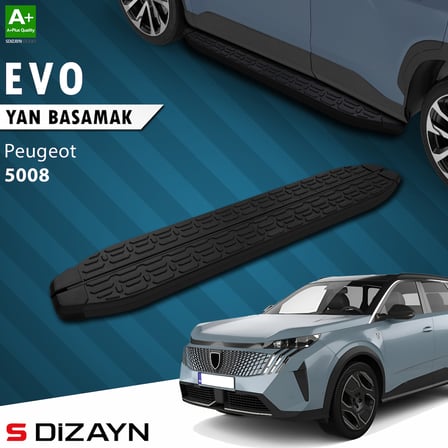 S-Dizayn Peugeot 5008 3 Elektrikli Evo Siyah Yan Basamak 203 Cm 2024 Üzeri A+ Kalite