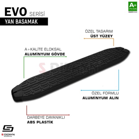 S-Dizayn Opel Grandland 2 Elektrikli Evo Siyah Yan Basamak 193 Cm 2024 Üzeri A+ Kalite