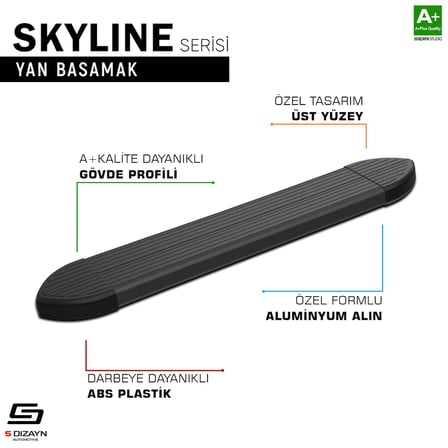 S-Dizayn Opel Grandland X Makyajlı Hybrid Skyline Siyah Yan Basamak 183 Cm 2021-2024 A+ Kalite