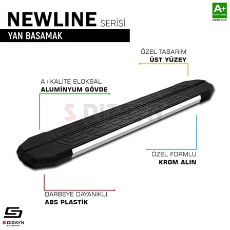 S-Dizayn Opel Grandland X Makyajlı Hybrid NewLine Krom Yan Basamak 183 Cm 2021-2024 A+ Kalite