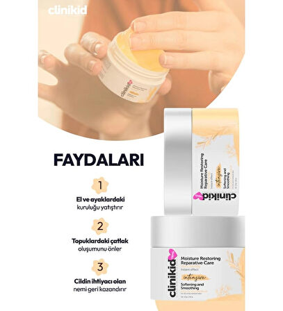 Clinikid Anneler Için Yumuşatıcı Ve Besleyici El Ve Ayak Bakım Kremi