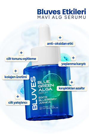 bluves Kızarıklık Ve Leke Karşıtı, Cilt Tonu Eşitleyici Mavi Alg Serumu