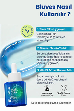 bluves Kızarıklık Ve Leke Karşıtı, Cilt Tonu Eşitleyici Mavi Alg Serumu