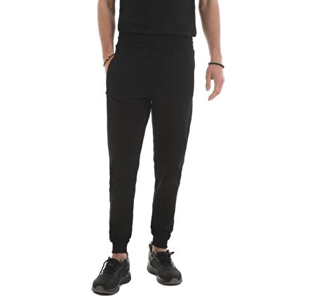Siyah Fermuar Cepli Dar Kalıp  Jogger Erkek Eşofman Alt - 84343 | XL