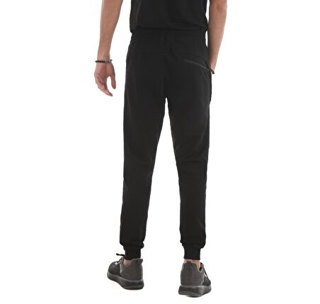 Siyah Fermuar Cepli Dar Kalıp  Jogger Erkek Eşofman Alt - 84343 | XL