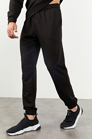 Siyah Casual O Yaka Lastik Paça Erkek Oversize Eşofman Takımı - 85120 | S