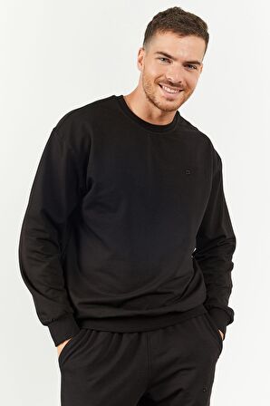 Siyah Casual O Yaka Lastik Paça Erkek Oversize Eşofman Takımı - 85120 | XXL