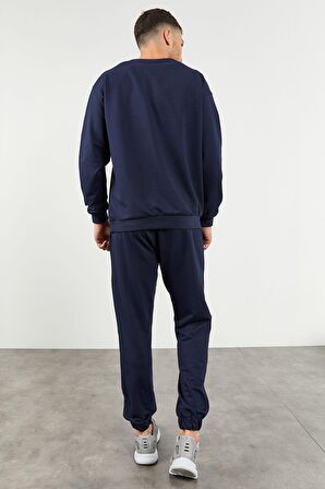 İndigo Casual O Yaka Lastik Paça Erkek Oversize Eşofman Takımı - 85120 | XXL