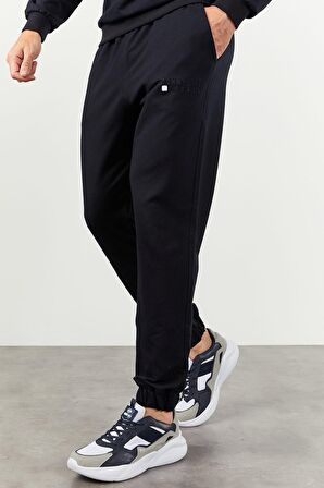 Lacivert Casual O Yaka Lastik Paça Erkek Oversize Eşofman Takımı - 85120 | S