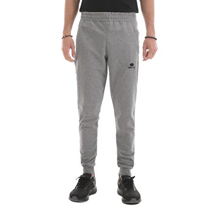 Gri Melanj Fermuar Cepli Dar Kalıp  Jogger Erkek Eşofman Alt - 84343 | XL