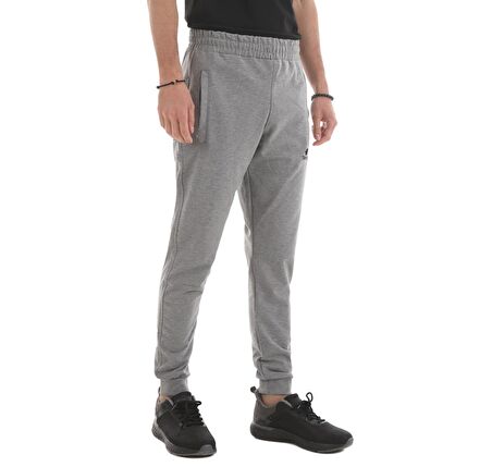 Gri Melanj Fermuar Cepli Dar Kalıp  Jogger Erkek Eşofman Alt - 84343 | XL