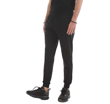 Siyah Fermuar Cepli Standart Kalıp Jogger Erkek Eşofman Alt - 84651 | L