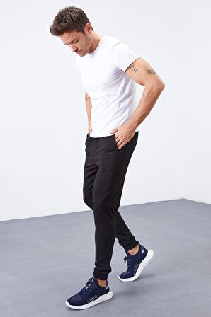 Siyah Klasik Cepli Standart Kalıp Manşetli Erkek Eşofman Alt - 84652 | L