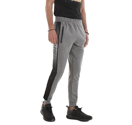 LT06ER-84657-GBMEL Tommy Life Erkek Eşofman Jogger Erkek Eşofman Altı Gri