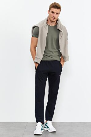 Lacivert Fermuar Cepli Dar Kalıp Klasik Paça Erkek Eşofman Alt - 84669 | XXL