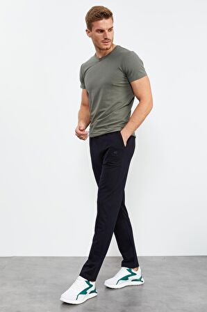 Lacivert Bağcıklı Cepli Standart Kalıp Klasik Paça Erkek Eşofman Alt - 84682 | XL