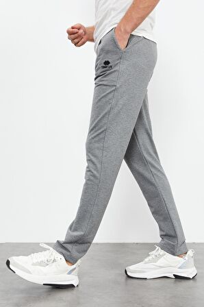 Gri Melanj Bağcıklı Cepli Standart Kalıp Klasik Paça Erkek Eşofman Alt - 84682 | XL