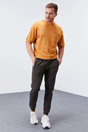 Haki Fermuar Cepli Standart Kalıp Jogger Erkek Eşofman Alt - 84651 | L