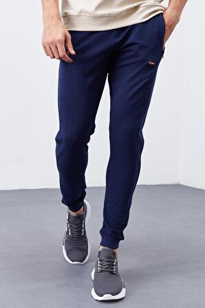 İndigo Fermuar Cepli Standart Kalıp Jogger Erkek Eşofman Alt - 84651 | S