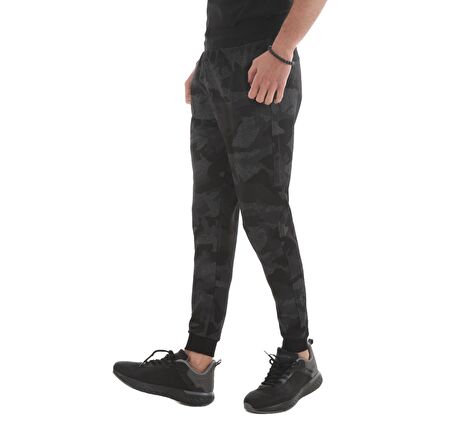 Siyah Kamuflaj Kamuflaj Desenli Dar Kalıp  Jogger Erkek Eşofman Alt - 84754 | XL