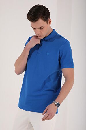 Saks Basic Logolu Standart Kalıp Triko Polo Yaka Erkek T-Shirt - 87748 | L