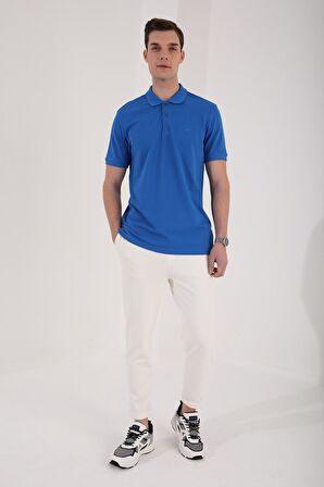 Saks Basic Logolu Standart Kalıp Triko Polo Yaka Erkek T-Shirt - 87748 | L