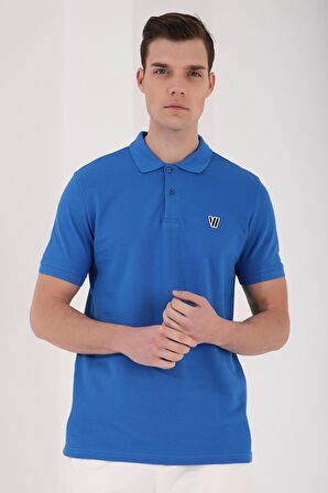 Saks Basic Göğüs Logolu Standart Kalıp Triko Polo Yaka Erkek T-Shirt - 87768 | L