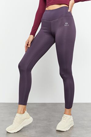 Mor Yüksek Bel Streç Slim Fit Dar Paça Kadın Tayt - 94545 | M