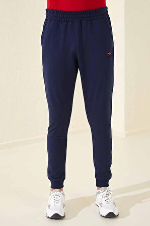 İndigo Klasik Cepli Standart Kalıp Manşetli Erkek Eşofman Alt - 84652 | XL
