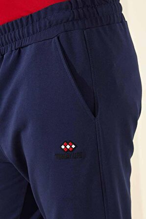 İndigo Klasik Cepli Standart Kalıp Manşetli Erkek Eşofman Alt - 84652 | XL