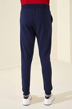 İndigo Klasik Cepli Standart Kalıp Manşetli Erkek Eşofman Alt - 84652 | XL