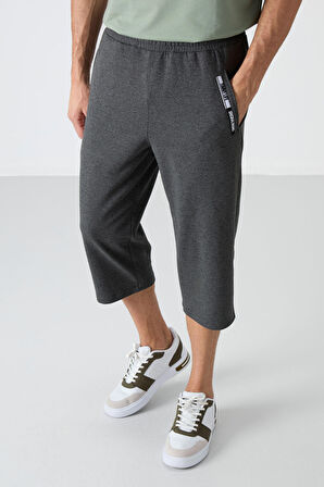 Antrasit Melanj Ön Cep Detaylı Standart Kalıp Klasik Paça Erkek Kapri - 83092