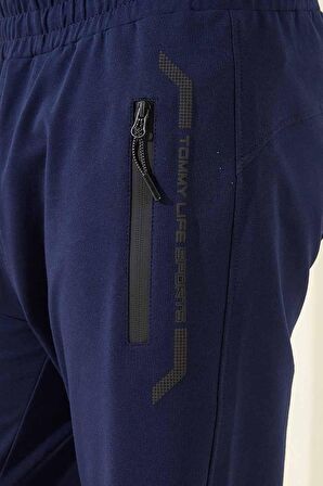 İndigo Fermuar Cepli Standart Kalıp Klasik Paça Erkek Kapri - 83091 | XL