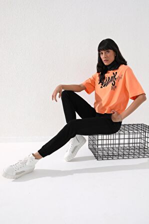 Siyah Yüksek Bel Jogger Rahat Form Manşetli Kadın Eşofman Alt - 94561 | S