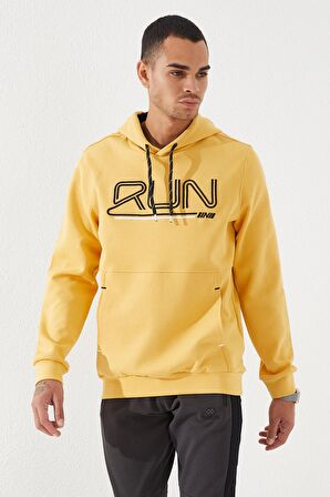 Hardal Yazı Nakışlı Standart Kalıp Kapüşonlu Erkek Sweatshirt - 87887 | XXL